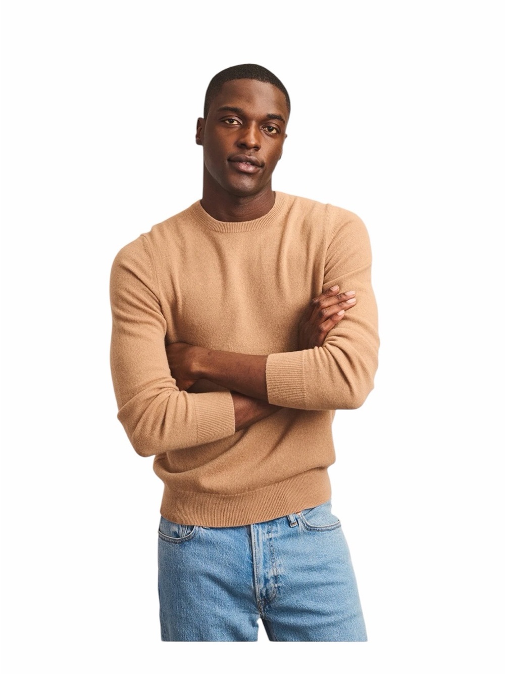 Men's Cashmere Crewneck Sweater in Camel - Classic Knit